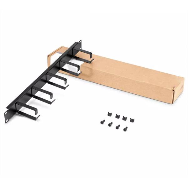 1U Rack Mount Horizontal Metal Cable Manager Single Sided 5 Snapin D Rings