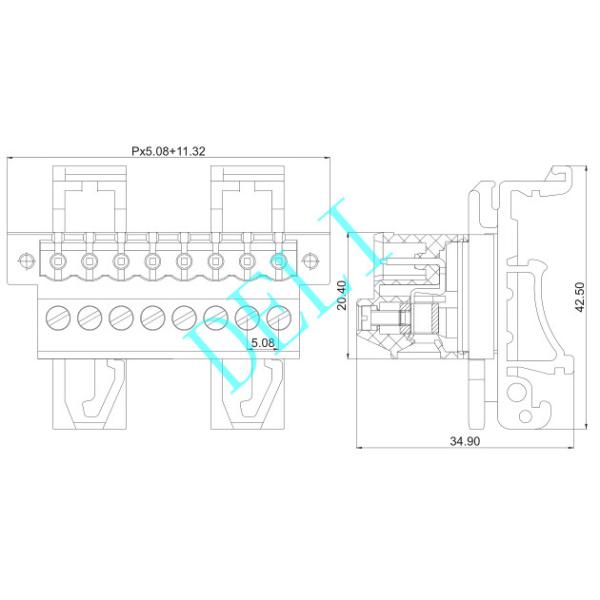 Quality 2P-24P Poles Terminal Block Connector Feed - Through Header DL2EDG-UVKM-XX-5.08 wholesale