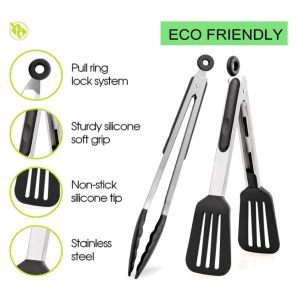 6pcs Kitchen Utensil Set Premium Silicone BPA Free Non-Stick Stainless Steel