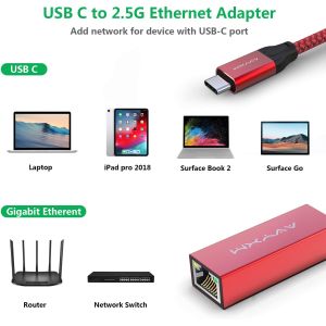 100M USB C Ethernet Adapter Type C To RJ45 802.11n 5G Compatible With MacBook