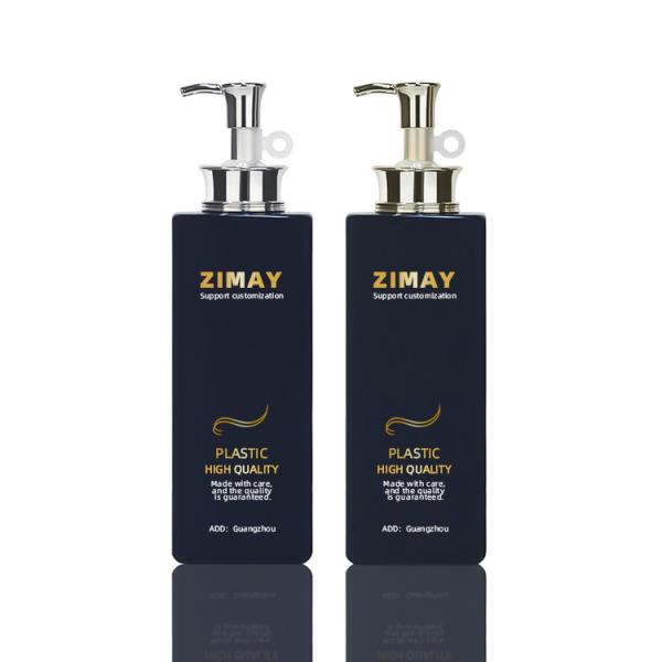 Quality Black 580ml PETG Plastic Square Body Wash Bottles With Lotion Pump wholesale