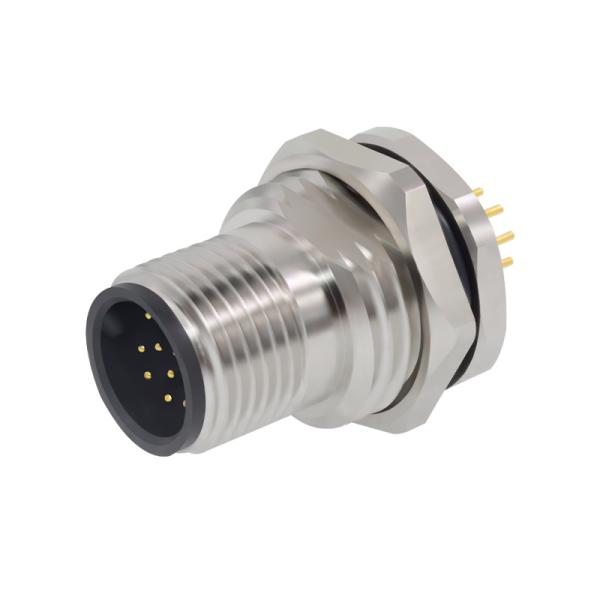 Quality 4 Pin Die Cast Screw A Code Male M12 Circular Connector Electrical Panel Front Mount PCB wholesale