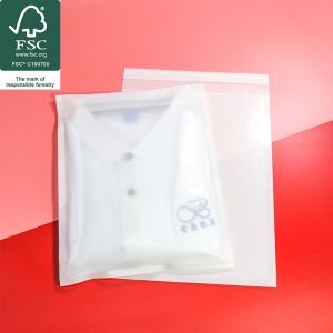 China Customized Logo Design Frosted Glassine Paper Bags For Packaging T-shirts And Clothing With Self Adhesive on sale