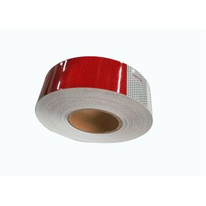 Red And White Retro Adhesive Reflective Tape For Vehicles , Reflective Marking