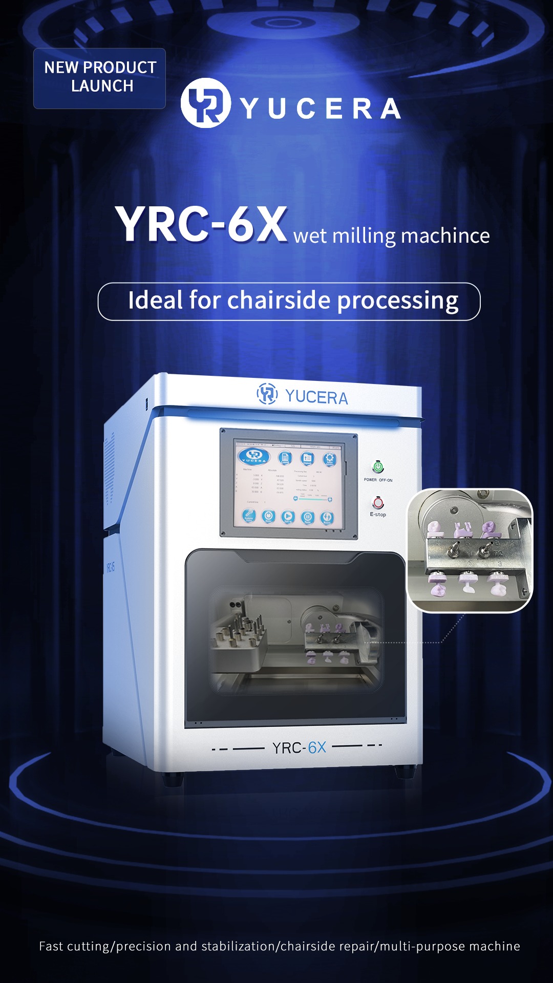YUCERA-6X 5Axis Lithium Disilicate and Titanium Columns Cad Cam Dental Milling