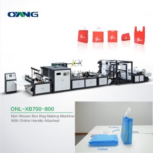 High Power Non Woven Box Bag Making Machine With Online Handle Attaching