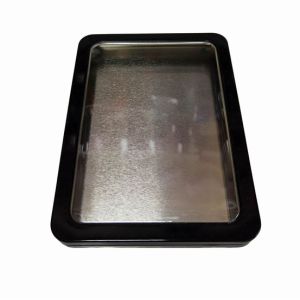 Plastic Clear Window Rectangular Tin Container With Transparent Lid