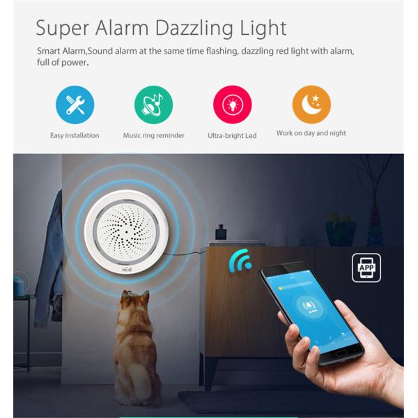 Wi-Fi USB Power Supply Siren Alarm Linkage Other Sensors(NAS-AB02W)