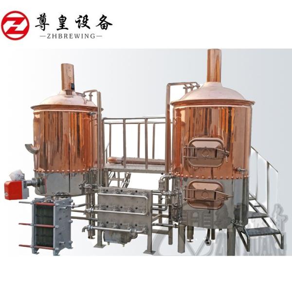 Semi - Automatic Beer Brewing Equipment Red Copper Brewhouse System In Bar