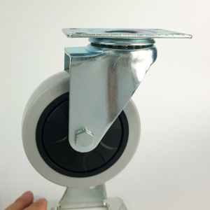 4 Grey Ball Bearing Wheel Swivel Plate Medium Duty Casters With Brakes For Hand Trolleys