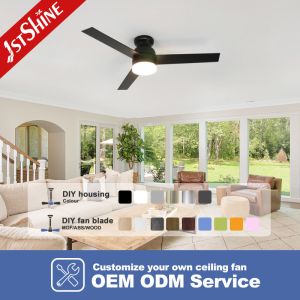 5 Speed Remote Control Decorative Ceiling Fan , Mdf Blades Black Plastic Ceiling