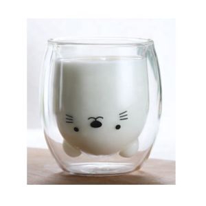 China High Borosilicate Milk Mugs Tea Mugs Insulated Double Wall Bear Glass Coffee Mug on sale