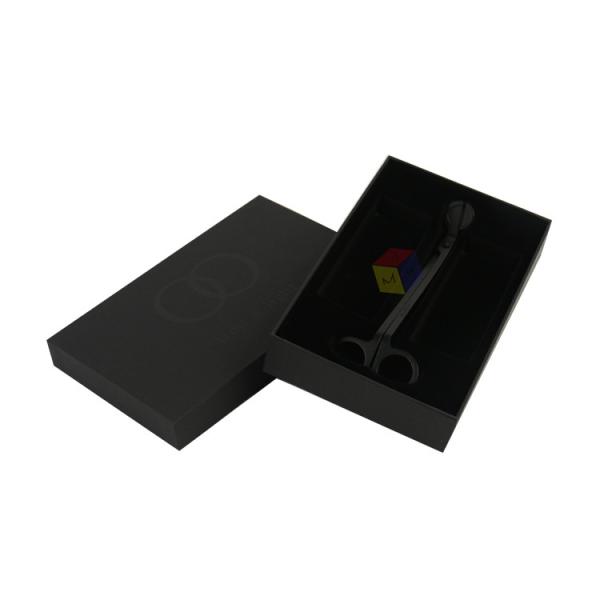 Luxury Black Custom Glossy Logo 2 piece Paper Rigid Cardboard Gift Packaging Box With Lids