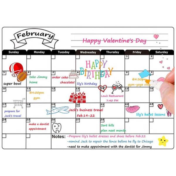 Custom Dry Erase Magnetic Refrigerator Calendar , Magnetic Weekly Planner 12'' X