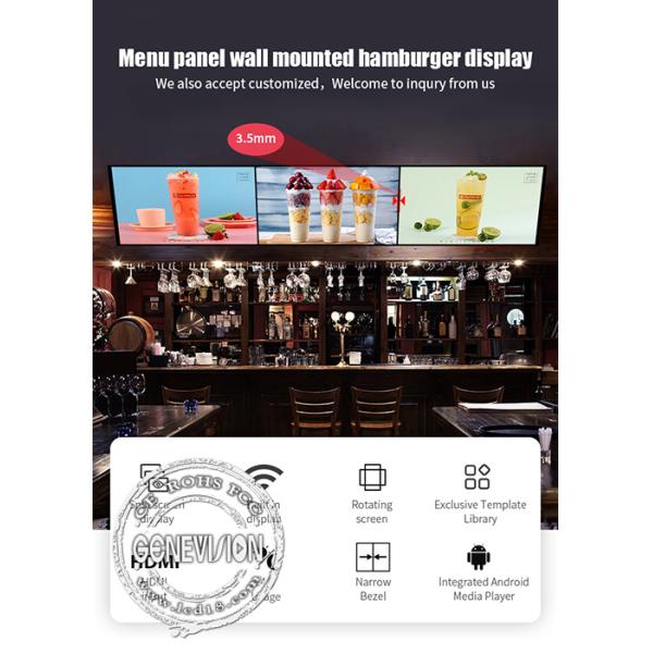 500cd/sqm 3.5mm Bezel Video Wall Display For Fast Food Restaurant