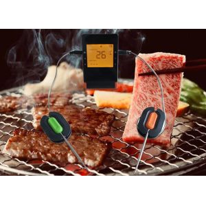Black Color Bluetooth Barbecue Thermometer Wireless Control With 2 Probes