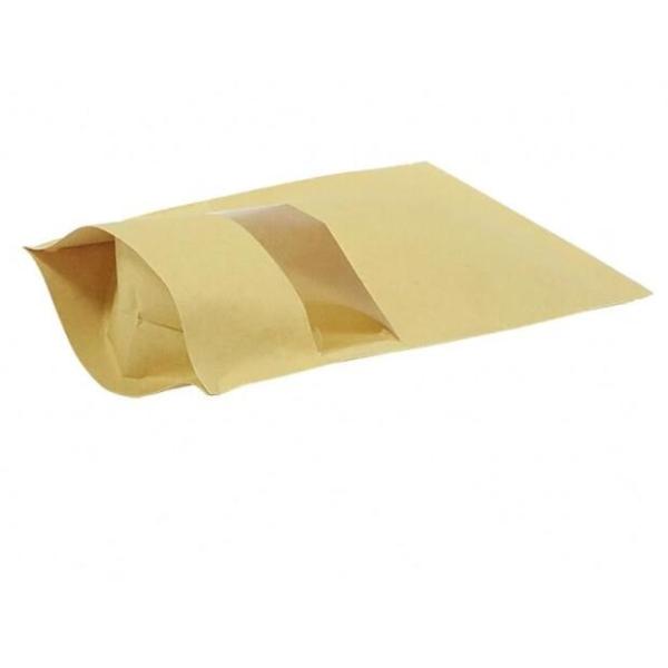 Matte Clear Window recycled kraft paper bags with bottom gusset for food