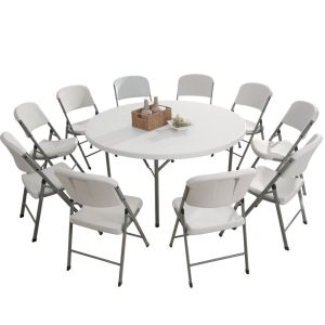 Custom 4ft 6ft 8ft Cheap Round Foldable Table Portable Folding White Round