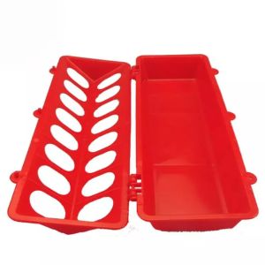 Red Plastic Flip Top Chicken Feeder 28 Holes For Chick Bird Parrot