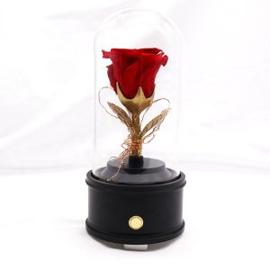 Customized Color Preserved Rose Glass Dome Bluetooth Speakers For Home