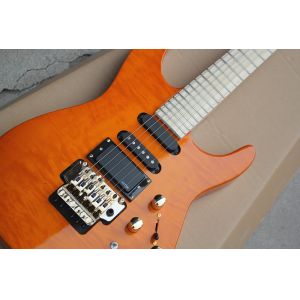 Factory Custom Orange Electric Guitar with Floyd Rose,3 Pickups,No Frets Inlay