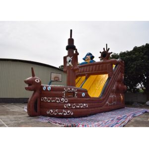 Pirate Ship Design Indoor Blow Up Bouncers , Safety Kids Inflatable Slide