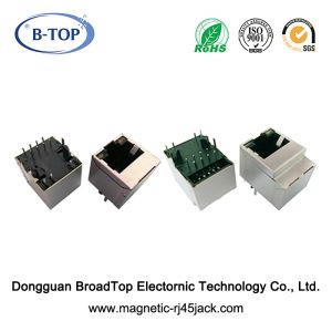 Female Magnetic RJ45 Connector , RJ45 Lan Jack Single Port Vertical 180 Degree