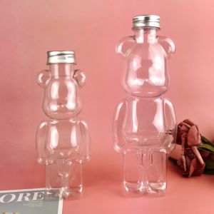 Bear Plastic Screw Bottles For Juice Bubble Tea Voss Black 100ml