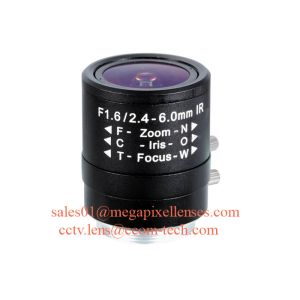 1/3" 2.4-6.0mm F1.6 Megapixel Manual/DC Auto IRIS CS Mount IR Vari-focal Lens,