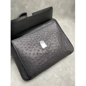 Authentic Real True Ostrich Skin Office Men Briefcase Top-handle Bag Genuine