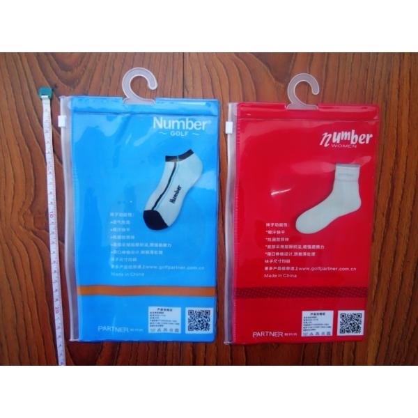 Quality Waterproof Transparent PVC Pothook Plastic Pouches Packaging For Socks Clothes wholesale