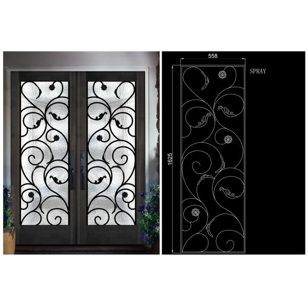 Quality Natural Lighting Elegant Inlaid Door Wrought Iron Glass For Building Hand Forged Dignified wholesale