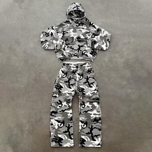 Custom Tracksuit Hoodie Set Full Allover Print Baggy Track Sets Sweat Suits