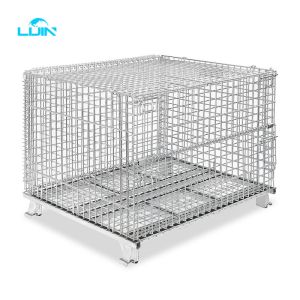 Collapsible Wire Mesh Containers Pallets Metal Foldable Cage With 500KG Capacity