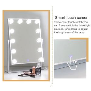 Cheap Smart Touch Screen Desktop Lighted Tabletop Vanity Mirror With Bulbs Around for sale