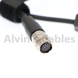 12 Pin Hirose To D-Tap Coiled Power Cable For B4 2 / 3" Fujinon Canon Lens