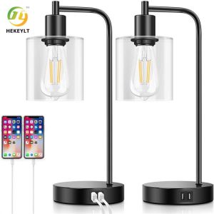 Cheap Modern Touch Console 3 Way Dimmable Bedside Table Light With Glass Shade USB for sale