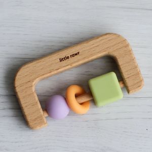 CPSIA ASTM Wooden Silicone Teether BPA Free Baby Chewable Ring