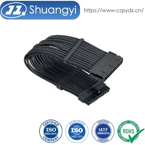 Quality Custom ATX 24 Pin PSU Power Connector Cable, Braided Sleeved Wire Harness for Gaming PC Motherboard, High Current Electrical Transmission, OEM Server Power Supply Systems wholesale