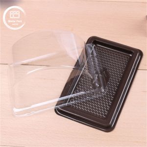 Custom Semi-Circular Transparent Plastic Cake Tray with Lid Biscuit Packaging
