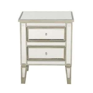 P2 MDF Mirror Effect Bedside Tables