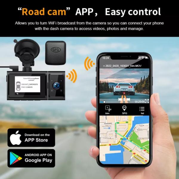 4K Front Rear Dual Dashcam Wifi Gps Full Hd Full Hd Car DVR Hidden 1440P 3Channel