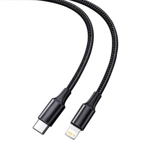 Black Color USB Fast Charging Cable With Nylon Braided Cover 10Gbps Transfer