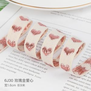 16mm*9m Heart Pattern Jacquard Cotton Ribbon For Clothing Accessories