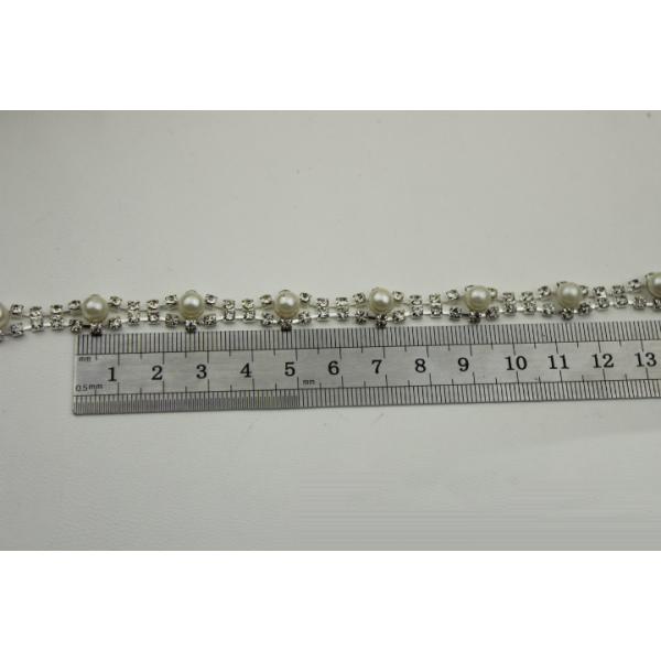 Excellent luxury design white pearl decorative 10 mm width nickel color chain for bag handle