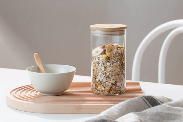 25 Oz Borosilicate Glass Storage Containers Transparent Jar With Bamboo Lid