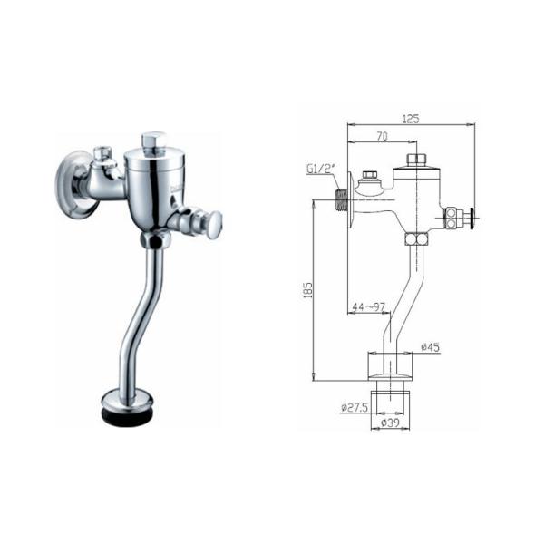 Chrome Brass Bathroom Sink Faucets / Self-Closing Urinal Flush Valve , 0.05 - 0.9MPA