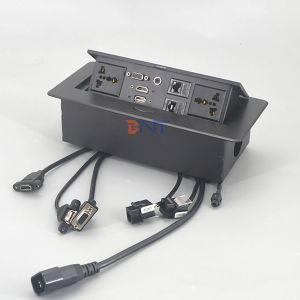Power Supply Office Desk Power Sockets Square Corner With Audio Video Connector