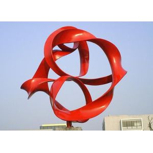 Red Painted Metal Sphere Sculpture , Decorative Metal Sculptures Large