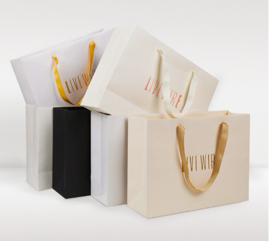 Quality BSCI White Flexographic Printed Ribbon Handle Bags wholesale